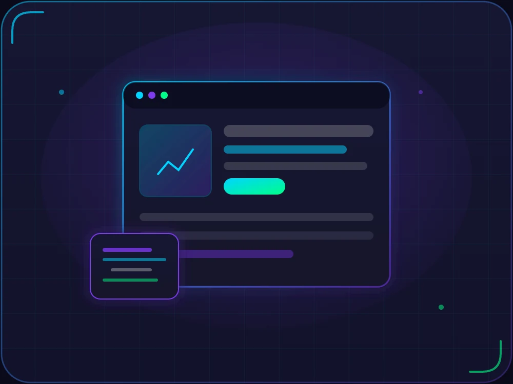 Ilustração de desenvolvimento de sites profissionais com navegador, blocos de código e layout moderno